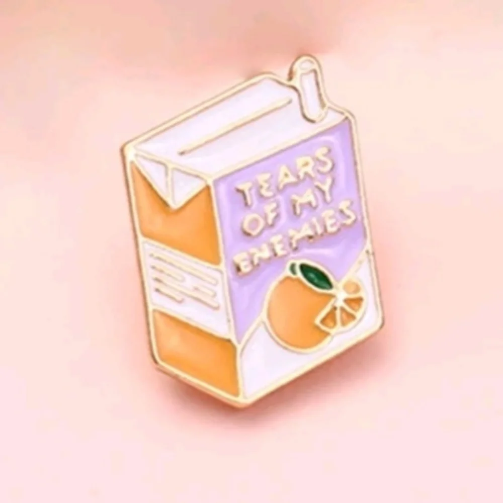 Tears of my Enemies Orange Juice Box Pin